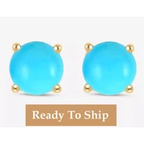 Jewel Studio Turquoise Earring Stud Round Shaped Earring Solid Sterling silver Birthday Gifts