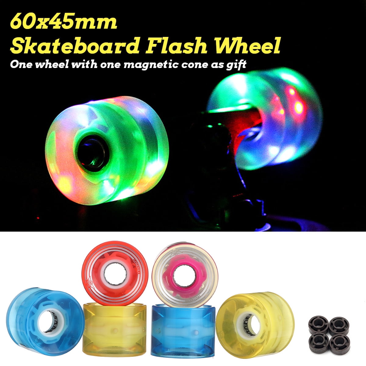4Pcs LED Skateboard Wheels 60x45mm Cruiser Longboard Glow Lights Magnetic Power 4Pcs LED Skateboard Wheels 60x45mm Cruiser Longboard Glow Lights Magnetic Power