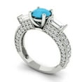 thumbnail image 2 of 2.33 ctw 3 Stone Anniversary Ring for Women | Round Cut Simulated Turquoise | Hyperallergenic Solid 14K White Gold, 2 of 5