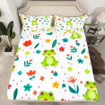 thumbnail image 2 of YST Frog Bed Sheets Set Queen Sheet Sets For Girls Kids Wild Animal Sheets, Cute Flower Animal Bed Set Botanical Flower Pattern 3D Fitted Sheet + Top Sheet + 2 Pillowcases, 2 of 5