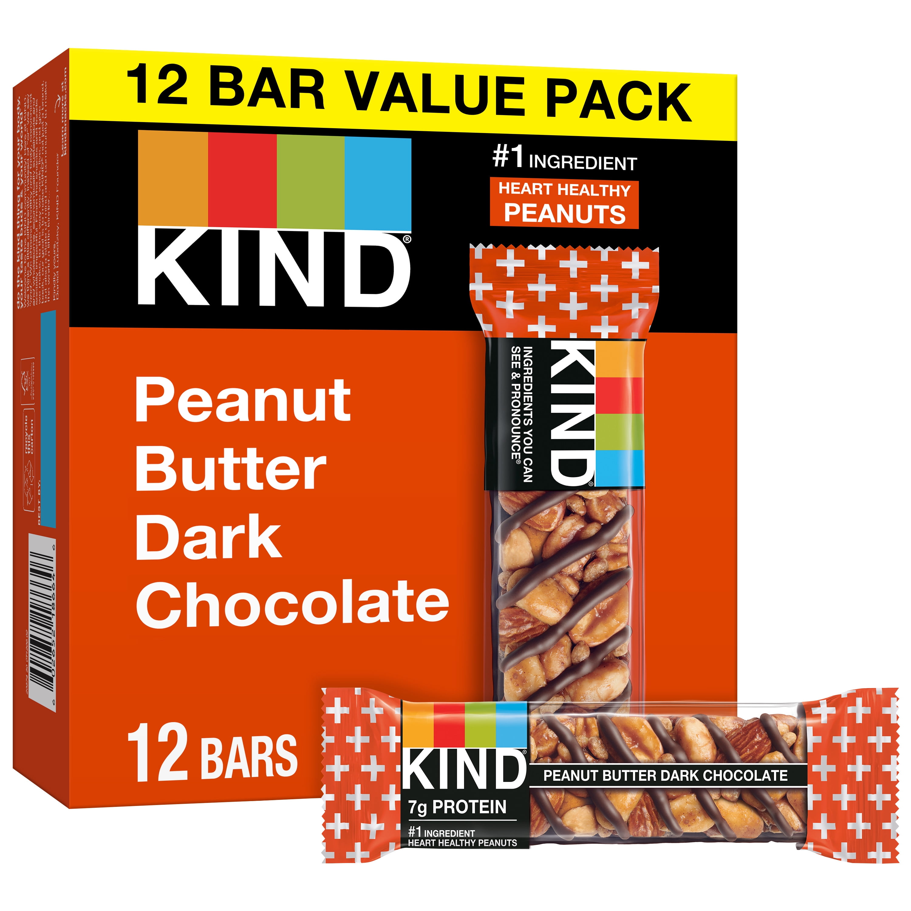 KIND Nut Bars, Peanut Butter Dark Chocolate, 1.4 oz, 12 Count