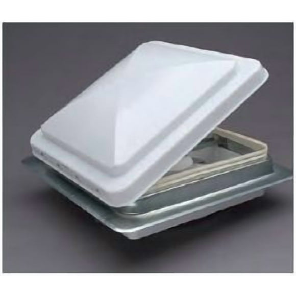 Heng s Industries Évent de Toit 71112A-C2G1 Ouverture Manuelle; pour 14 Pouces x 14 Pouces; avec Écran; avec Ventilateur 12 Volts; Cadre d'Écran Blanc Pur/couvercle Blanc à Changement Facile; Base en Métal Galvanisé; Montage Standard