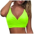 thumbnail image 3 of Hessimy Women Swimwears Lace Up Swimwear Tops Underwire Full Coverage Bikini Top Push Up Swim Crop Top Tie Back Bathing Suit Tops Comfortable Swim Wear(Yellow,L), 3 of 7