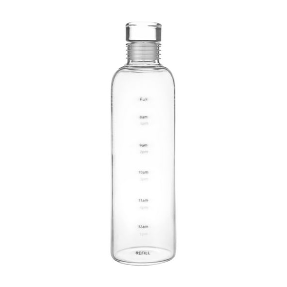 Beautynvta Plastic Water Bottle, Portable Sports Water Bottle with Time Marker, Times to Drink, BPA Free, Wide Mouth Leakproof, Clear