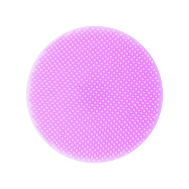Cepillo de limpieza facial portátil de silicona redondo de 1 pieza 2.2"x2.2"x0.87" morado