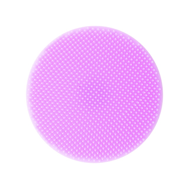 Cepillo de limpieza facial portátil de silicona redondo de 1 pieza 2.2"x2.2"x0.87" morado
