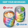 thumbnail image 4 of 12oz Stemless Wine Tumblers Rainbow Tie Dye Mandala Pattern Vacuum Insulated Stainless Steel Travel Tumbler Cups Mug with Lid and Straw for Champaign,Cocktail,Beer with Cleaning Brush, 4 of 5