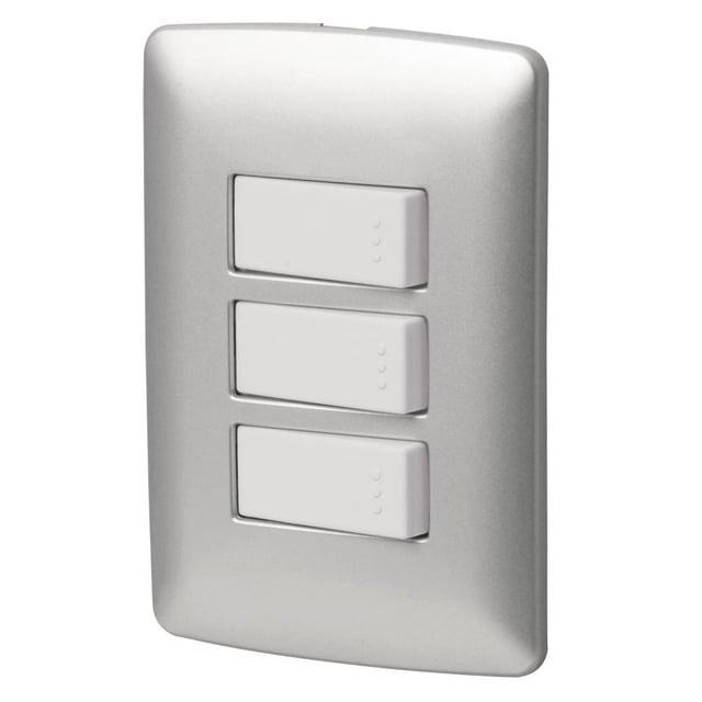 PLACA CON 3 INTERRUPTORES SENCILLOS PLATA VOLTECK 46482 VOLTECK PA-APTR-IP