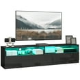 thumbnail image 1 of HOMCOM High Gloss TV Cabinet for TVs up to 75" with Lights Storage Black, 1 of 10