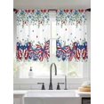 thumbnail image 2 of Independence Day Sheer Curtains 2 Panels Set Country Farmhouse Red Blue Star Butterfly Leaf Flower Sheer Window Curtains Light Filtering Rod Pocket Voile Drapes for Bedroom Living Room 52"x54", 2 of 9