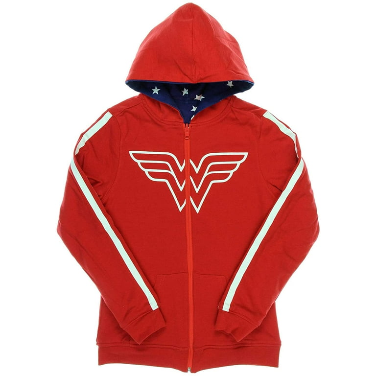 DC Comics Reversible Wonder Woman Juniors Zip Up Hoodie Sweatshirt 