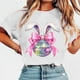 thumbnail image 2 of Tops de Manga Corta de Verano para las Mujeres Imprimir Blusa de Cuello Redondo, Moda Ligera de Poliéster Spandex, 2 of 4