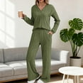 thumbnail image 6 of UAMVSH Womens Lounge Sets 2 Piece Outfits Soft Long Sleeve Ribbed Knit Tops and Pants Set Button V Neck Casual Sweatsuits with Pockets, 6 of 7