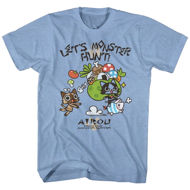 Monster Hunter Airou Let's Hunt Capcom Video Game Cartoon Adult T-Shirt