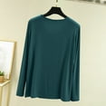 thumbnail image 4 of MeetoTime Round Neck Long Sleeve Shirts for Women Comfortable Undershirts Soft Solid Color Tees Underwear, 4 of 6
