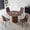 Brown/4 Brown Chairs, variant on 5 Piece Round Dining Table Set - Mid-Century 47 inch Dining Table with 4 Faux Leather Chairs Set, Dinner Table & Chair with Metal Legs for Kitchen Dining Room, Apartment, Bedroom, Brown