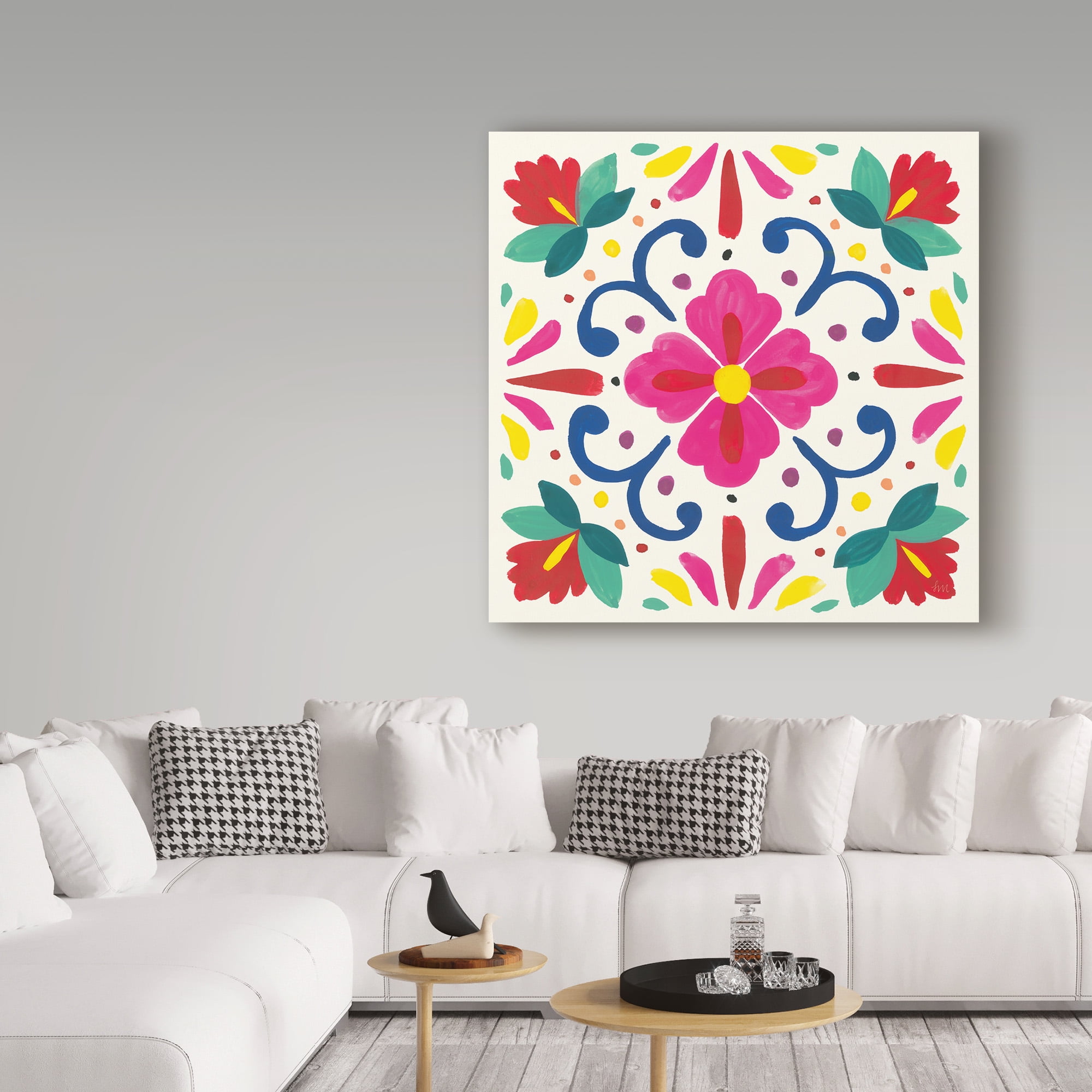 Trademark Fine Art 'Floral Fiesta White Tile VII' Canvas Art by Laura Marshall
