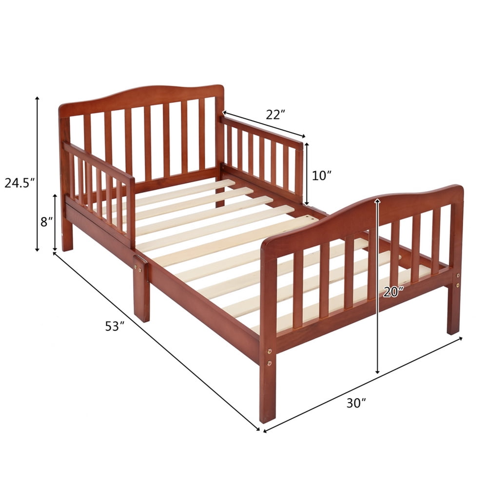 Kadyn Kids Toddler Wood Bed Bedroom Furniture, Toddler Bed with Safety Guardrails, Children Classic Sleeping Bedroom Furniture, Brown Kadyn Kids Toddler Wood Bed Bedroom Furniture, Toddler Bed with Safety Guardrails, Children Classic Sleeping Bedroom Furniture, Brown