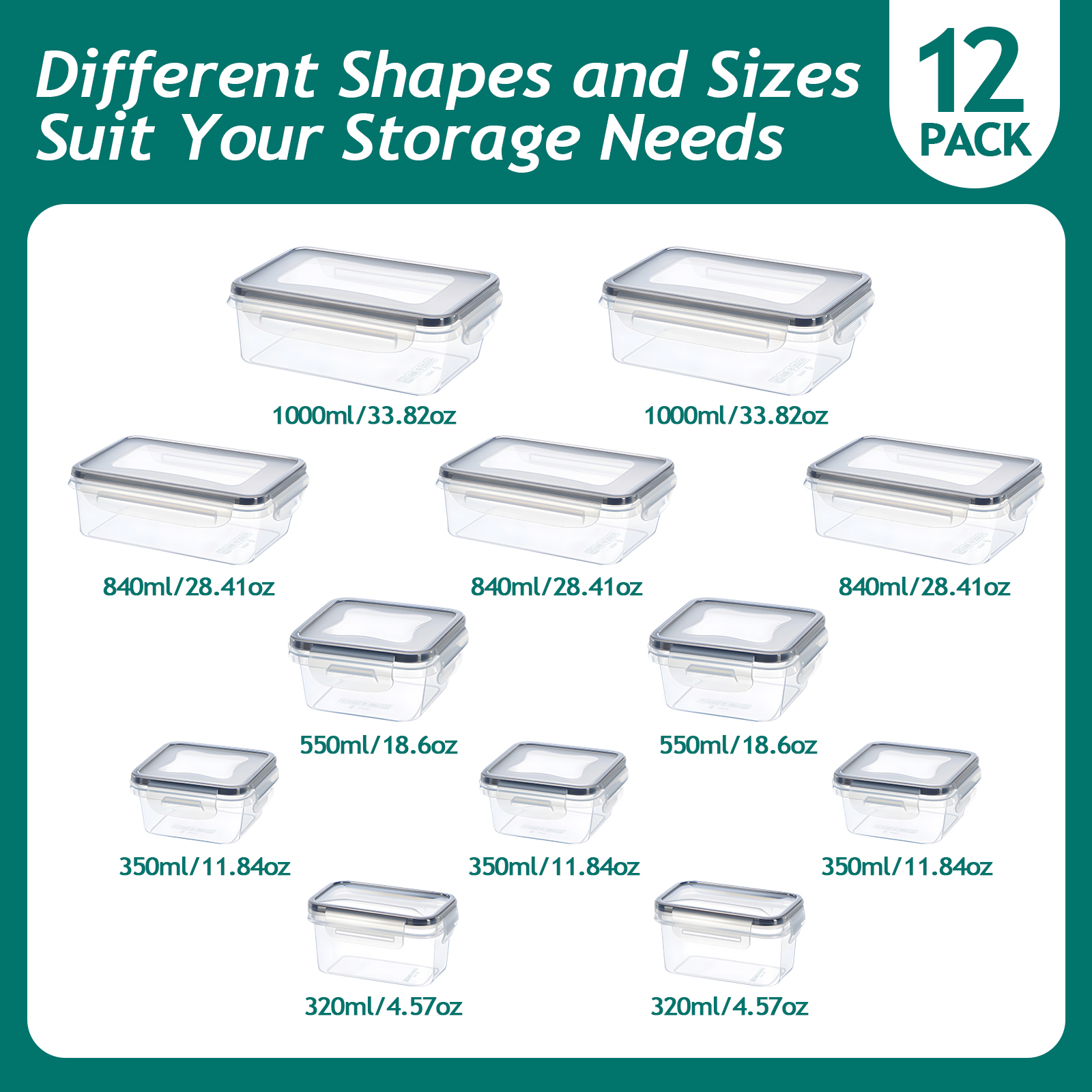 Asnews 24-Piece Food Storage Containers With Lids photo 2