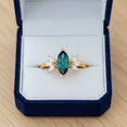 thumbnail image 3 of Marquise Cut Blue Topaz & Daimond Floral Wedding Ring,Vintage Blue Gemstone Statement Ring, Gift For Anniversary,November Birthstone Ring, 3 of 4