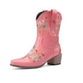 thumbnail image 5 of Mepaouo Cowboy Boots for Women Ankle Cowgirl Booties Embroidered Pointed Toe Western Mid Calf Boots, 5 of 8