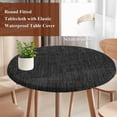 thumbnail image 4 of Black Burlap Texture Round Tablecloth, Fitted Table Cover with Elastic for 55"-60" Round Tables, Farmhouse Vintage Black Table Cloth Outdoor Indoor Dinning Party Waterproof Tablecloths, 4 of 7