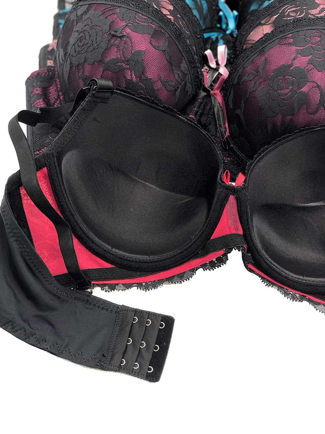 6 pcs Max Lift Power Wired Add 2 Cup Sizes TShirt Double Push Up Bra B