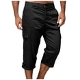 thumbnail image 3 of Xcmzpl Capri Pants for Men Chino Cargo Pants Elastic Waist Rolled Capris Solid Baggy Harem Cropped Trousers with Pockets, 3 of 8