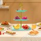 thumbnail image 4 of Soporte para cupcakes de 3 niveles Bandeja de servir de plástico rectangular | Torre de postres con borde de oro blanco | 3 tamaños Sostiene 48-54 Cupcakes | Fácil montaje | Exhibición robusta para, 4 of 5