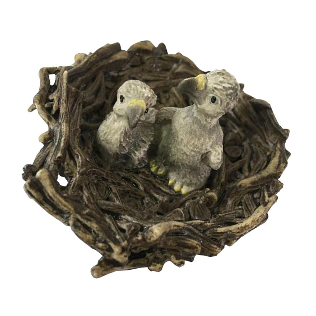 Simulation Miniature Animals Birds with nest Model Figurine Statue Scupltue 