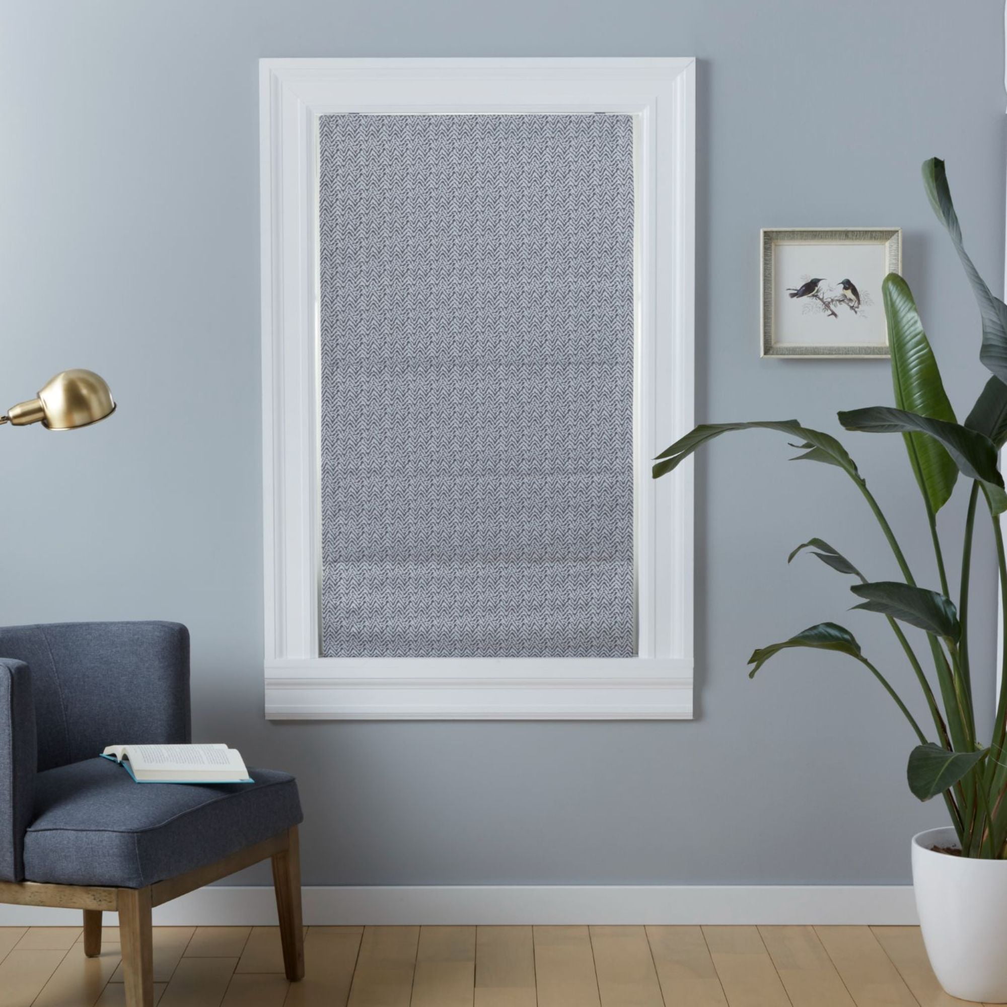 Exclusive Home Esme Total Blackout Roman Shade, 27"x64", Dark Grey