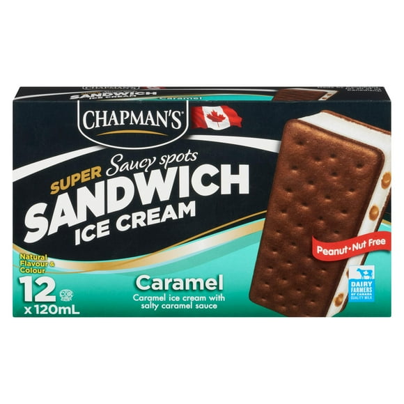 Chapman's Caramel Saucy Spots Ice Cream Super Sandwich, 12 x 120mL