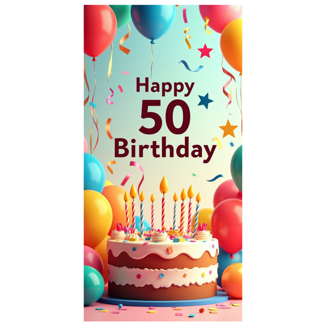 Fiftyth Birthday Celebration Backdrop Banner, Balloon Elements Party Decorations, for Birthday Party Photography Props Birthday Decoration Happy Birthday Party Supplies