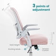 thumbnail image 2 of Atilioo Home Office Chair, Ergonomic Computer Desk Mesh Chair with Lumbar Support, Adjustable Swivel Mid-Back Chair with Flip-up Arms, Pink, 2 of 9