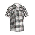 thumbnail image 2 of Daiia Black And White Houndstooth Hawaiian Shirt for Men Gentle Cotton Regular Short Sleeve Casual-X-Large, 2 of 9
