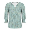 thumbnail image 6 of Xdegoge Womens 3/4 Sleeve Shirts for Women Plus Size On Floral V Neck T Shirt Summer Fashion Tunic Ladies Tops Dressy Casual Loose Fit Blouses Cancel Order Online Order History, 6 of 8