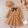 thumbnail image 2 of Gyujnb Little Girls Autumn/Winter Flower Girl Birthday Party Graduation Casual Dress+Cape+Hat,Outfits for Girls,Size:L, 2 of 7