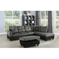 PonLiving Furniture Johnny 103.5'' Right & Left Hand Facing Sectional Sofa with Storage Ottoman, Microfiber & Leather Upholstered