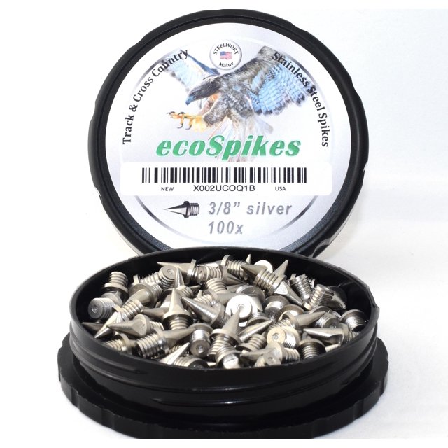 ecoSpikes Pista de acero inoxidable y clavos de cross country (3/8"" Plata 100x)