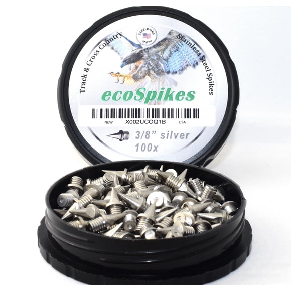 ecoSpikes Pista de acero inoxidable y clavos de cross country (3/8"" Plata 100x)