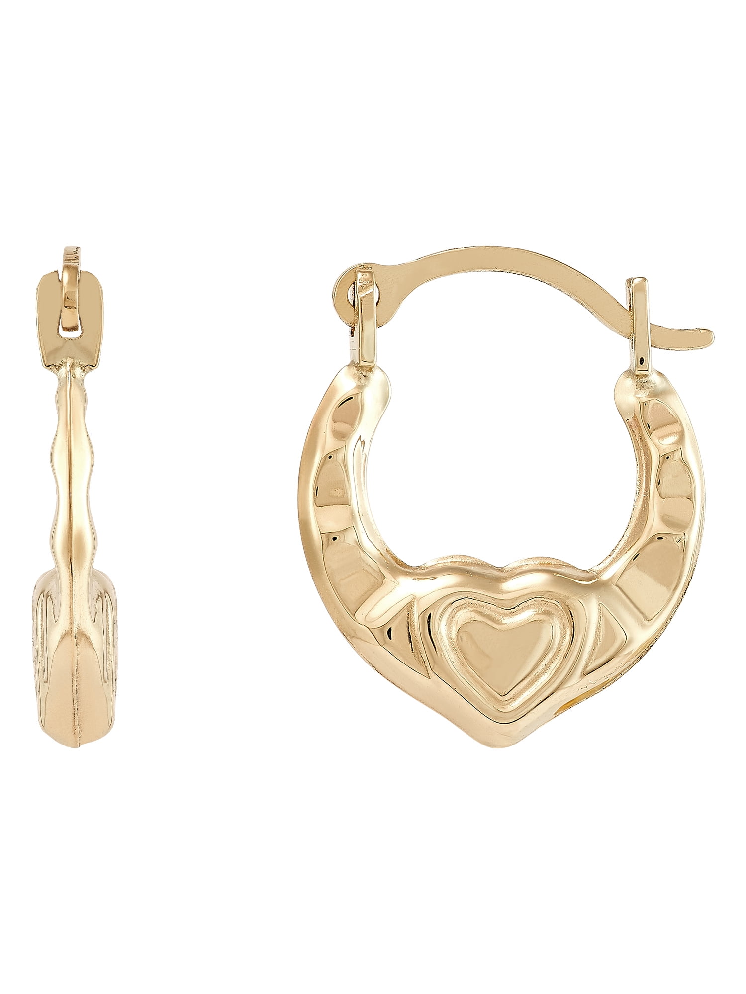 Brilliance Fine Jewelry Children's 10K Yellow Gold Hoop with Heart Earrings