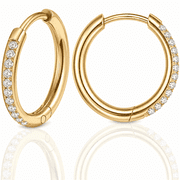 Eclipton® 14K Plated Gold Hoop Earrings for Women, Dainty & Hypoallergenic Cubic Zirconia Diamond Hoop Earrings for Party Daily Office Wear