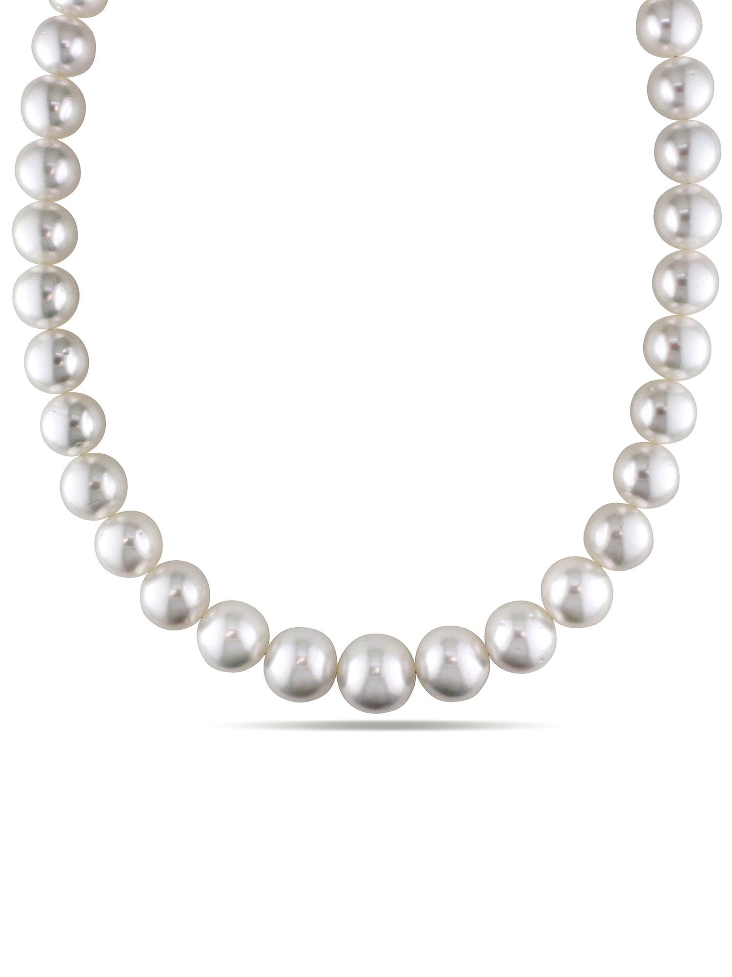 14K Gold clasp 10-11MM White South Sea Round Pearl Necklace 18 inch