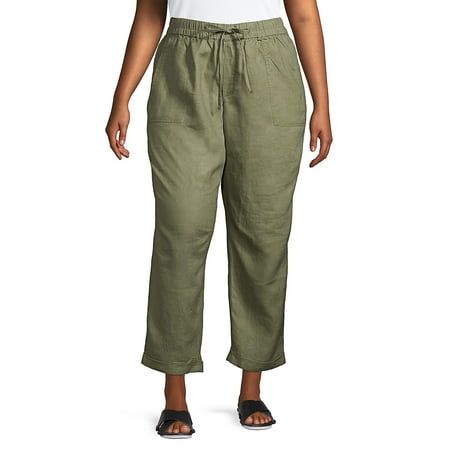 Plus Linen Drawstring Pants