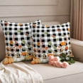 thumbnail image 2 of Thanksgiving Pumpkin Pillow Covers 2 Pack Wildflowers Leaves Black Plaid Texture Pillowcase Waterproof Outdoor Throw Pillow Cover for Patio Garden Square Cushion 18”x18”, 2 of 9