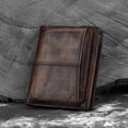 thumbnail image 3 of Cartera BLESIY de cuero PU para hombre abatible lateral plegable gran capacidad Marrón Oscuro, 3 of 8