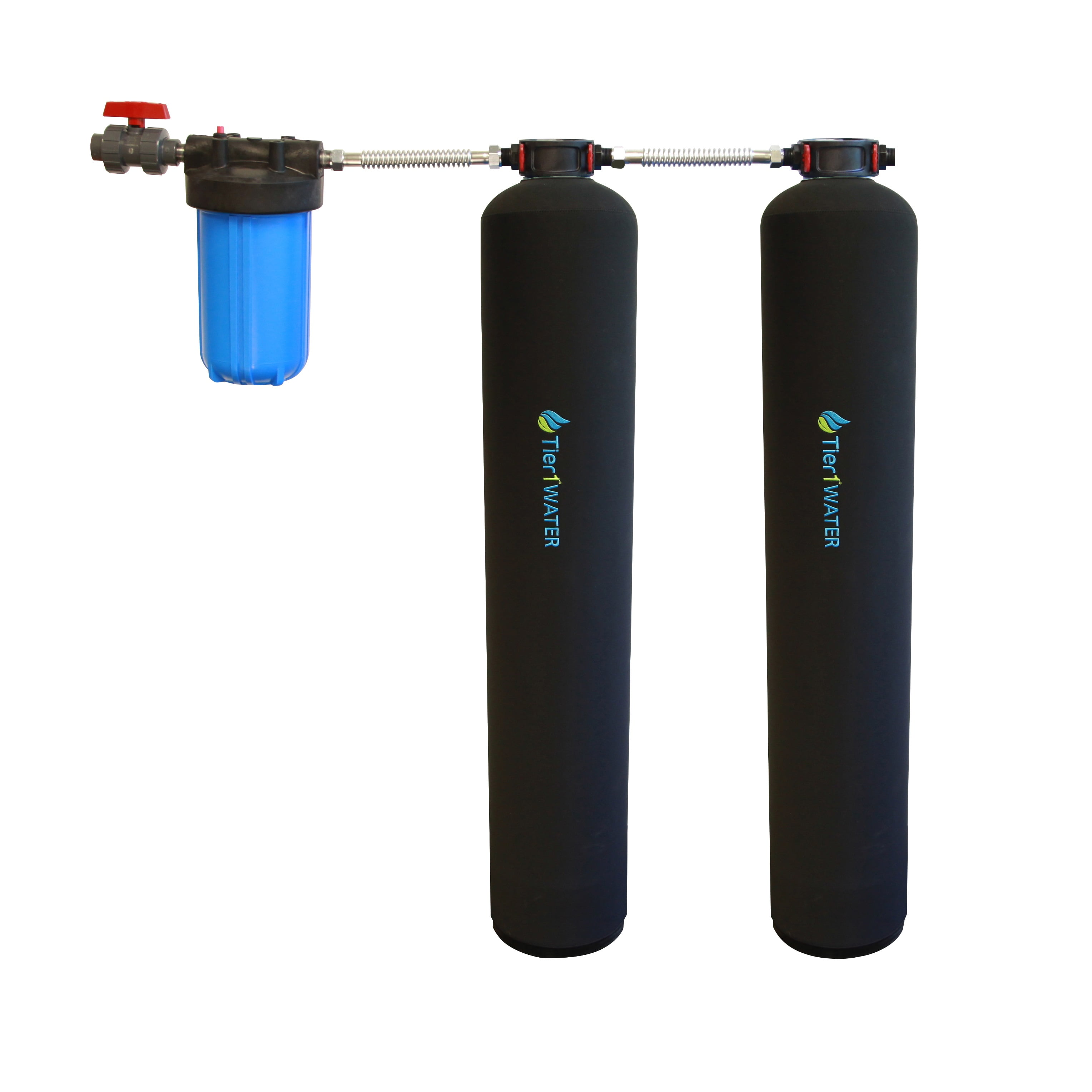Tier1 Whole House Carbon and KDF Water Filter System for 13 Bathrooms with Salt Free Softener