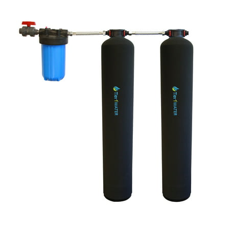 Tier1 Whole House Carbon and KDF Water Filter System for 1-3 Bathrooms with Salt Free Softener & 10 inch, 5 Micron