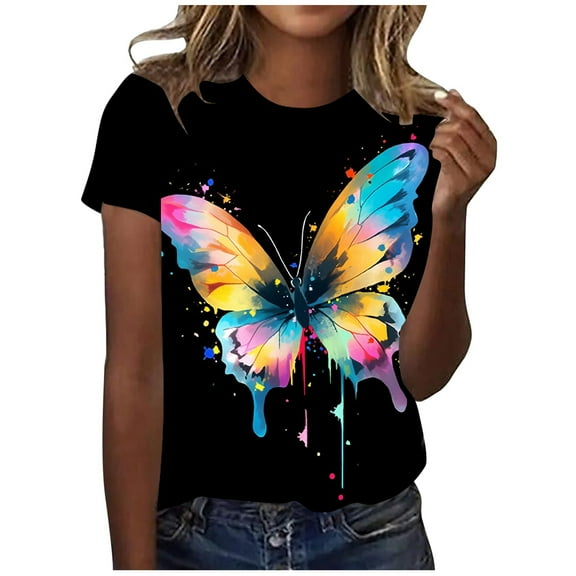 QYZEU Womens Tops Dressy Casual Loose Fit Tees Printed Round Neck Short Sleeve Top T Shirt Basic Tee Shirt Lightweight Breathable Comfortable Tops Grey XL