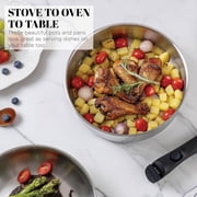 Country Kitchen Pots and Pans Cookware Set, 16-Piece Stainless Steel with Removable Handle, Silver